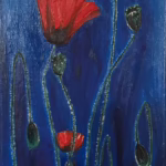 Red poppies on the blue